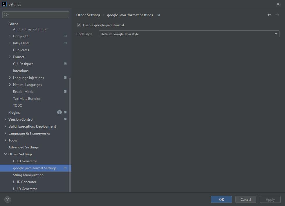 Google-java-format settings